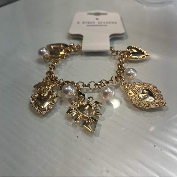 8 Other Reasons Jewelry - 8 Other Reasons Gold Heart and Pearl Bracelet